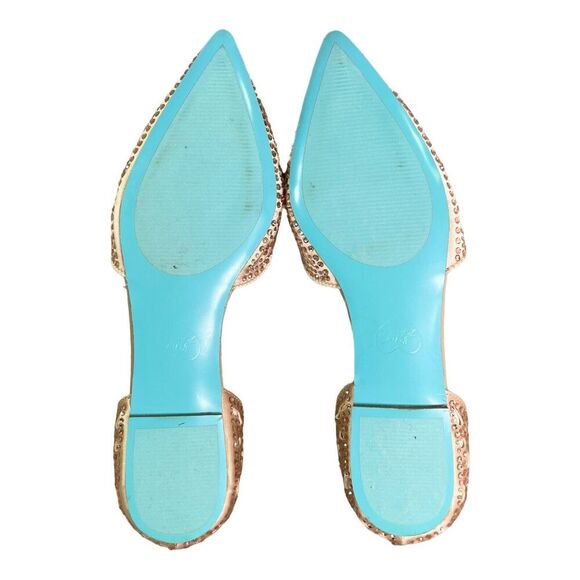 BETSEY JOHNSON Lucy Pink Rhinestones Cutout Pointed Slip On Flats Shoes Size 5 - Picture 10 of 10